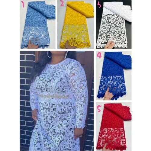 White lace fabric cord lace for african party tissu guipure lace robe dentelle femme mesh fabric high quality 5yard