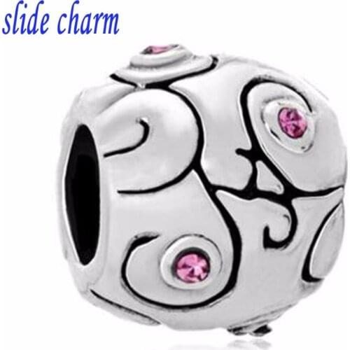Slid charm Free shipping Jewelry October Birthstone Tribal Swirl Beads Charms Bracelets Bead fit Pandora bracelet