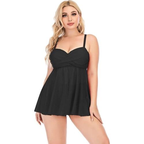 Large Size Solid Color Swimwear Cross-border Swimming Trunks Hot Spring Belly Thin Swimming Clothes Tankini Swimsuits Women