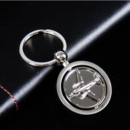 Boeeing / Airbus Logo Keychain Travel Luggage Tag Rotatable with 3D Air Plane Shape Stainless Steel, Gift for Pilot