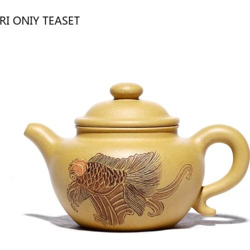 250ml Chinese Yixing Purple Clay Teapot Raw Ore Section Mud Filter Tea Pot Hand Painted Zisha Kettle Customized Tea Set Supplies
