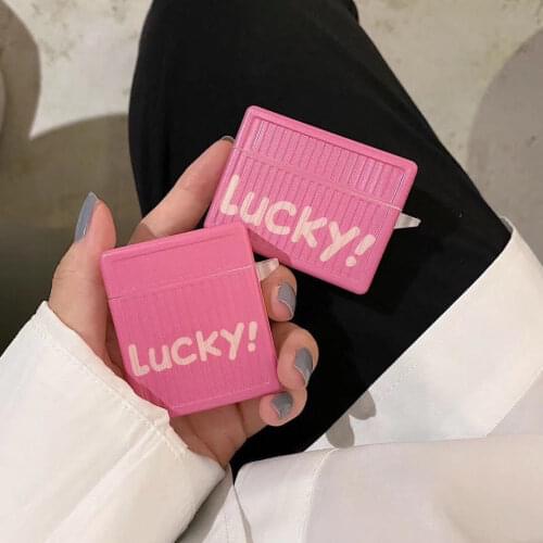 Case for Airpods Pro Creative Square Pink Lucky Ins Cover Airpods 1 2 Wireless Bluetooth Headset Protective Case Cartoon Fashion