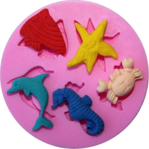 Dolphins hippocampus starfish silicone mold chocolate fondant cake decoration Kitchen soap Tools