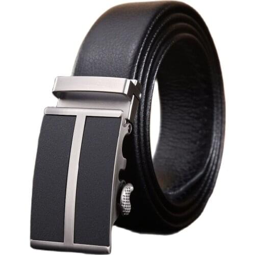 Business strap mens belt luxury 2020 new hot high quality fiber leather big size 160 cm 150 140 170 180 automatic buckle formal