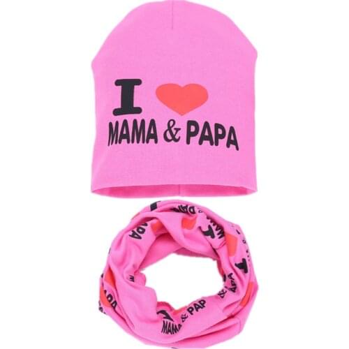 Baby Hat Scarf Set Warm Cotton Children Neck Scarf Spring Autumn Kids Girls Caps Beanies Ring Collar 2PC Set