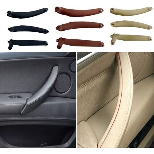 LHD 3PCS Inner Panel Pull Trim Cover For BMW X5 E70 E71 2006-2014 Black/Beige/Reddish Brown Interior Door Armrest Handle
