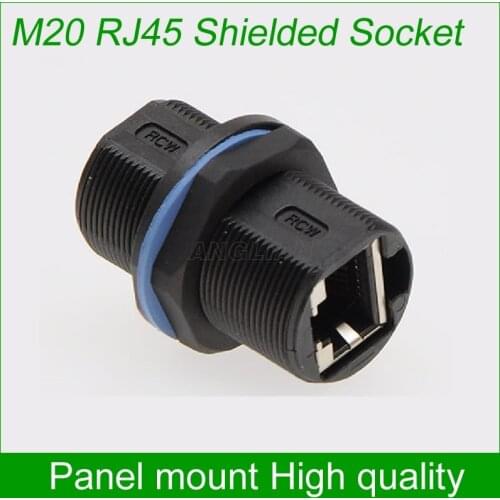 RJ45 Metal shielded Gigabit Ethernet Female socket Straight head M20 Locknut RJ45 Waterproof Gland Connector panel mount joint