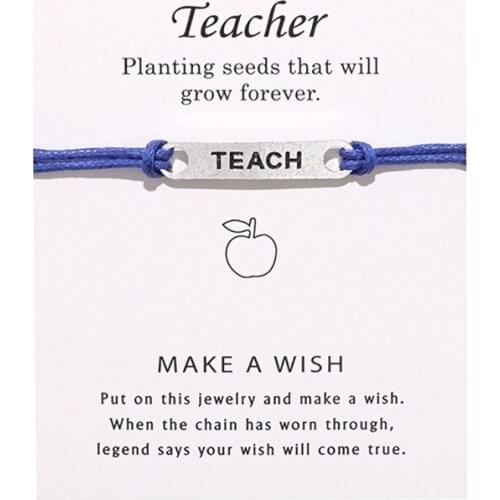 Lucky Rope Fashion Wish Card Handchain As Best Gift For Teachers Teach Bracelet Alloy Wish Bracelets Jewelry Blessing Bracelet