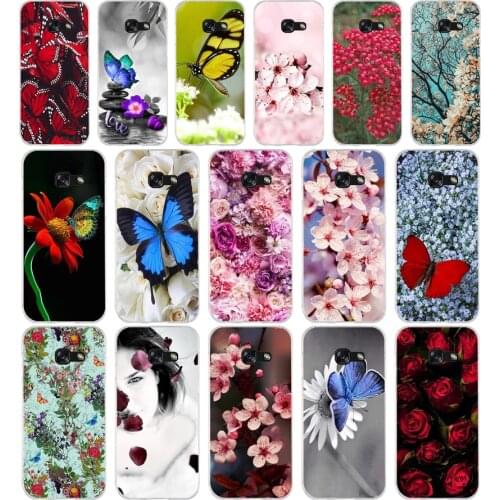 154butterfly on white roses flowerSoft Silicone Tpu Cover phone Case for Samsung a3 a5 2017 a6 plus a7 a8 a9 star lite s 6 7 8 9