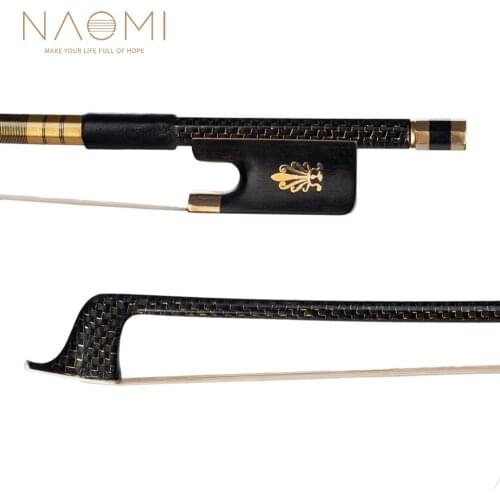NAOMI Master 4/4 Cello Bow Carbon Fiber Bow Golden Silk Braided Carbon Fiber Stick Round Stick AAA Grade Horsehair Durable Use