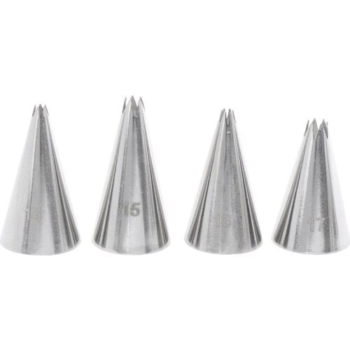 9pcs Open Star Cream Piping Nozzles Cake Decorating Set Metal Pastry Bag Tips Tool