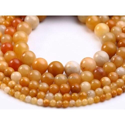 Wholesale Natural Stone Yellow Aventurine Round Loose Beads for Jewelry Making 4 6 8 10 12mm Bracelet Necklace DIY