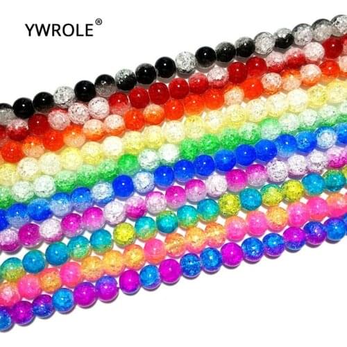 Wholesale Mix Color Snow Cracked Crystal Glass Stone Beads For Jewelry Making DIY Bracelet Necklace Strand 15'' 6/8/10/12 mm