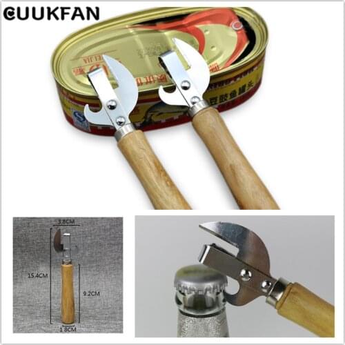 Tin Can Opener Wooden Handle Can-opener Canned Knife Kitchen Tool Iron Plating Beer Bottle Opener