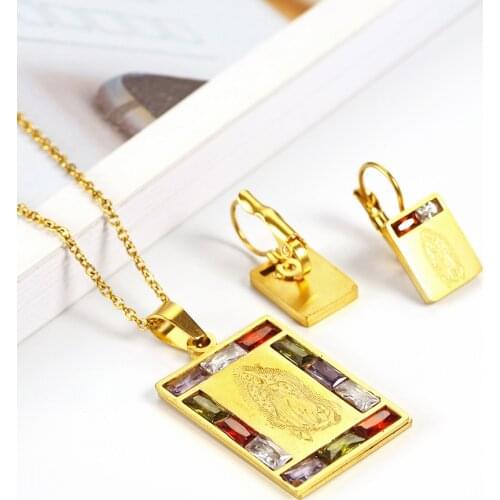 OUFEI Stainless Steel Jewelry Sets Religion Necklace Earring Set Woman Vogue 2019 Jewelry Accessories jewellery
