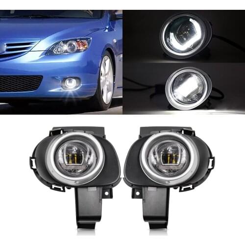Fits For Mazda 3 2004 2005 2006 2007 2008 2009 DRL Halo Led Front Fog Light Assembly Kits Auto Daylights