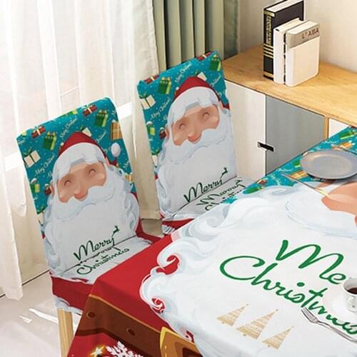 Christmas Chair Cover Elastic Chair Cover Environmentally Friendly Santa Pattern Seat Mat Kitchen Dining Room Home Decor