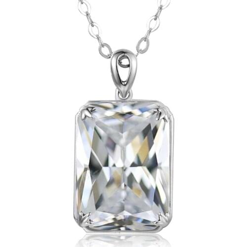 Szjinao Silver Pendant For Women 925 Sterling Silver Diamond Necklace Pendant Gemstone Punk Rectangle Shape Trendy Jewelry Gift