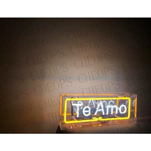 Te Amo Acrylic Box Gift Neon Signs Real Glass Tube Beer Bar Pub Bedroom Wall Homeroom Girlsroom Party Decor Lamp 14"x5"