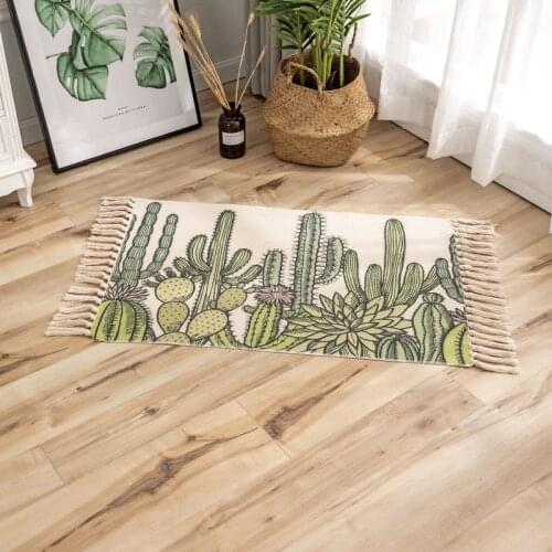 Thick Carpet Ethnic Linen Cotton Tassel Woven Printed Area Throw Rugs Geometric Tapestry Home Decor Washable Rugs Kitchen Mats
