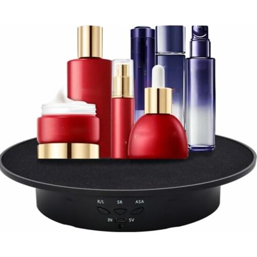 3 Speeds 20cm Intelligent Electric Rotating Display Stand Mirror Turntable Jewelry Holder Battery/USB Power