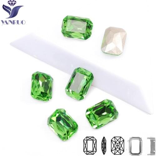 YANRUO 4627 Octagon K9 Crystal Peridot Strass Crystal For Craft Clothes Stones Glass Sewing Rhinestones For Dress