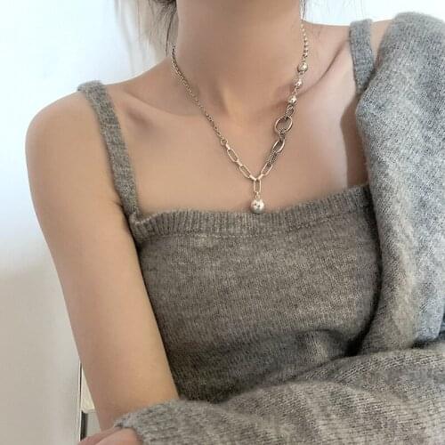 VENTFILLE 925 Sterling Silver Sweater Necklace New Fashion Punk Hip Hop Splicing Chain Sweet Couples Party Jewelry Gifts 2021