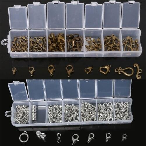 100pcs/lot Jewelry Findings Alloy Antique Bronze/Rhodium Lobster Clasp Hooks for Necklace & Bracelet Chain Jewelry Findings