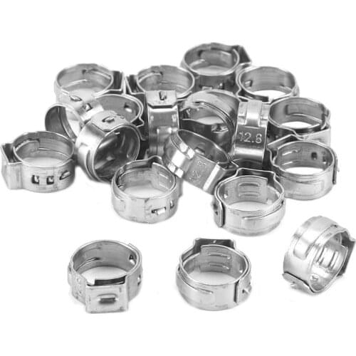 130PCS Stainless Steel Single Ear Hose Clamp 5.8-21mm Crimp Hose Clamp Kit Assortment