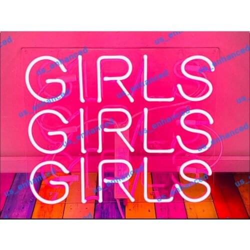 14"x10" Girls Girls Girls Pink Acrylic Custom Neon Light Lamp Sign Beer Bar Handmade Real Glass Decorate Home Wall Decor Club