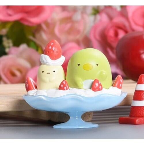 5pcs/set Kawaii Sumikko Gurashi Japan Anime Figure PVC Toy Cute San-X Corner Fruit Tray Penguin Bear Doll Room Decor Girls Gifts