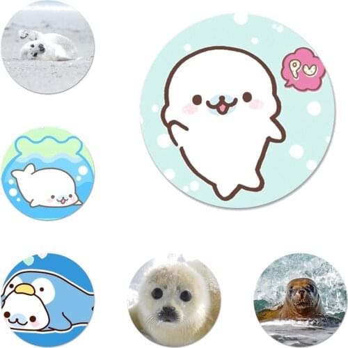 58mm cute animal seal mamegoma Badge Brooch Pin Accessories For Clothes Backpack Decoration gift