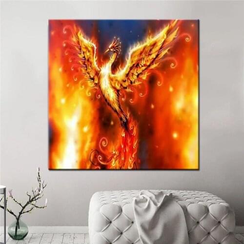 Flames Fire Phoenix 5D Diy Diamond Painting Full Square Round Rhinestone Embroidery Mosaic Art Living room Home Decoration