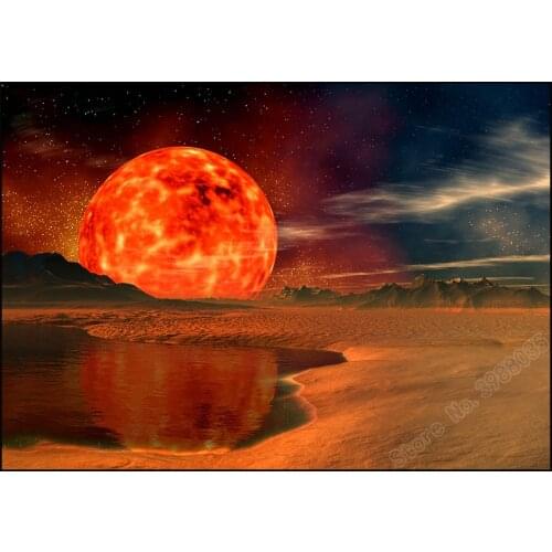 Full Square / Round Drill 5D DIY Diamond Painting Landscape Wall Picture Planet Red Moon Diamond Embroidery Rhinestone Mosaic