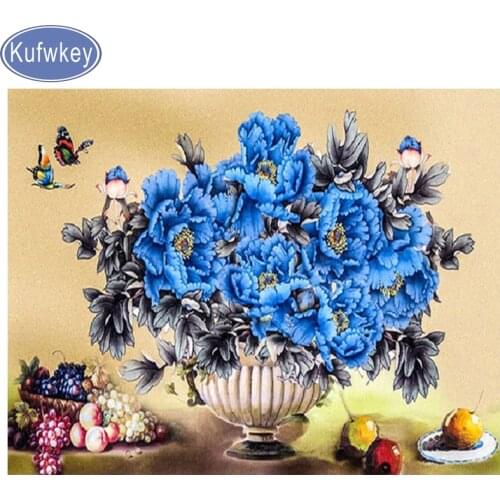 DIY Diamond painting Blue peony flower,diamond Embroidery sale,diamond Mosaic pattern square hinestone pastel picture,wall arts