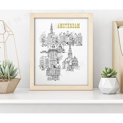 Amsterdam Print • Retro Amsterdam Travel Poster • Vintage Amsterdam Wall Art • 1960’s Black & White Holland netherlands