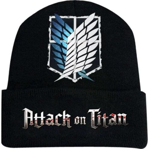 Anime Attack on Titan Hats Knitted Beanies Wings of Liberty Freedom Printed Cap Anime Warmer Bonnet Casual Costume hat