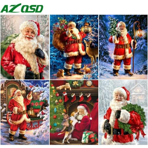 AZQSD Diamond Painting Santa Claus Full Square Drill Handmade Craft Diamond Embroidery Cartoon Picture Of Rhinestones Wall Art