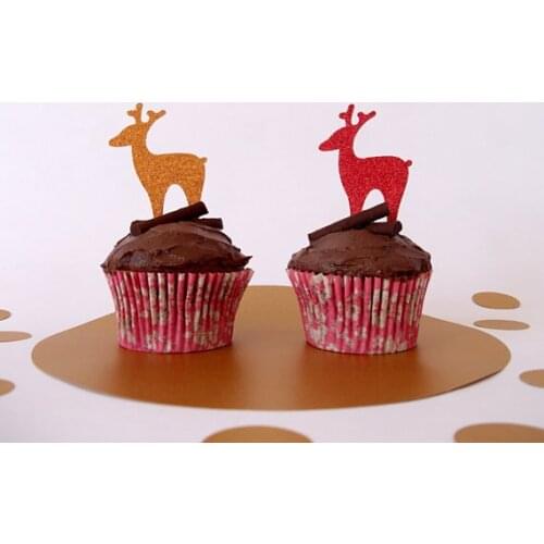 Glitter Reindeer Christmas birthday cupcake topper Bachelorette bridal shower food Picks wedding engagement party cake toppers