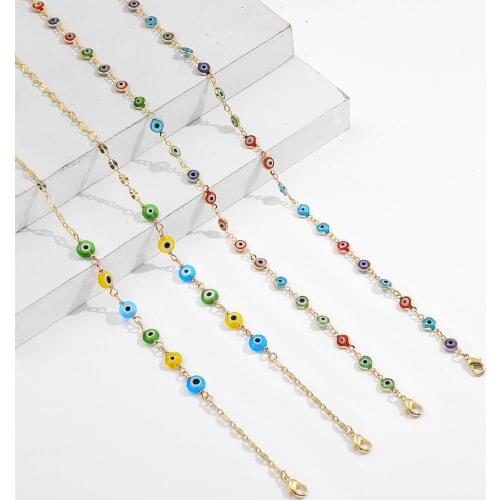 Fashion Colorful Evil Eye Beads Mask Necklace for Women Sunglasses Reading Chains Anti-lost Lanyard Strap Holder Mask Chain