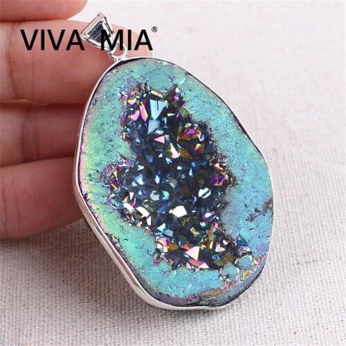 Druzy Crystal Pendant Druza Gems Agates Geode Necklace Gold Druzy Quartz Stone Natural Stone Pendant Plating Pendant