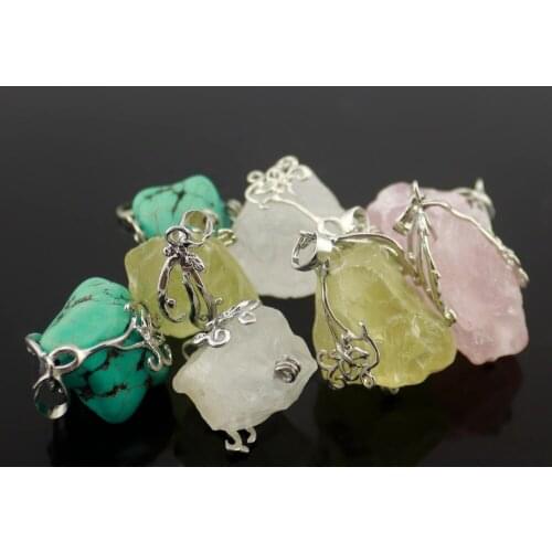 Druzy Fashion Jewelry Wedding Rough Pendants for Women Rose-Color Cubic irregular beautiful Vintage kolye Free Shipping