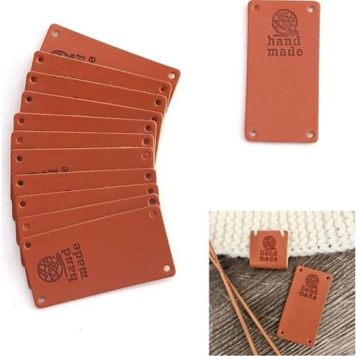 20Pcs Hand Made Labels Tags For Clothes Handmade PU Leather Labels DIY Hats Bags Sewing Tags Garment Accessories