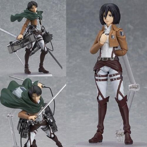 Attack on Titan Levi Figures Model Anime Figma 203 207 213 Eren Jaeger Mikasa Ackerman Levi Rivaille Action Figure