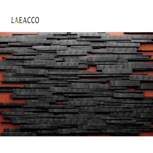 Laeacco Dark Black Wooden Board Stacked Wall Unique 3D Party Love Portrait Photography Backdrop Photo Background Photocall