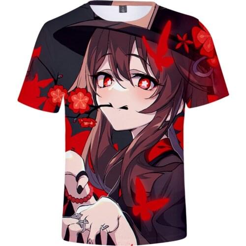 Game Genshin Impact Hu Tao fashion t shirt for Boy/girl print 3D t shirt summer short sleeve Tops male Kids tshirts men t shirt