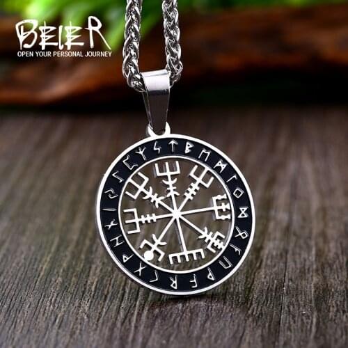 Beier 316L stainless steel Nordic Viking Symbol Wolf Mens Pendant Necklace Vintage Amulet High Quality Jewelry BP8-544