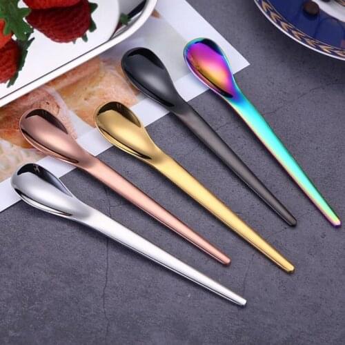 100pcs Tea Spoon Stainless Steel Cutlery Set Unique Rainbow Dessert Spoon Gold Tea Spoons Small Coffee Spoon Scoop NO365