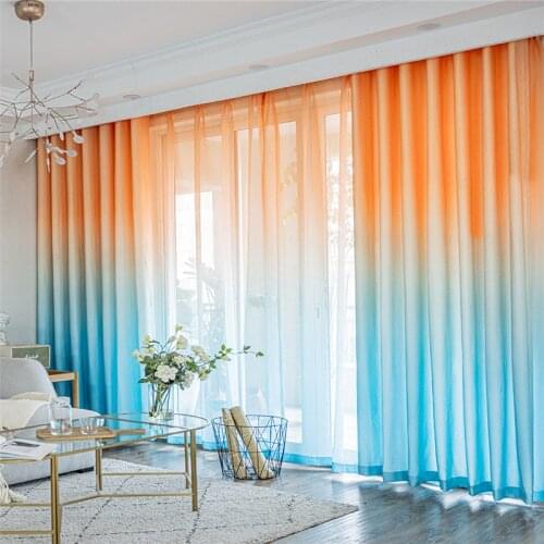 Nordic Rainbow Gradient Curtain For Living Room Window Screen Bedroom Kitchen Drape Panel Sheer Home Wedding Decora X-ZH041