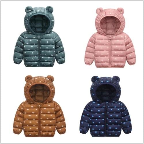 2019 New Childrens Down Cotton Clothes Autumn-winter Warm Soft Jacket Baby Boys Girls Cartoon Short Light Coats Hoodie Outwear